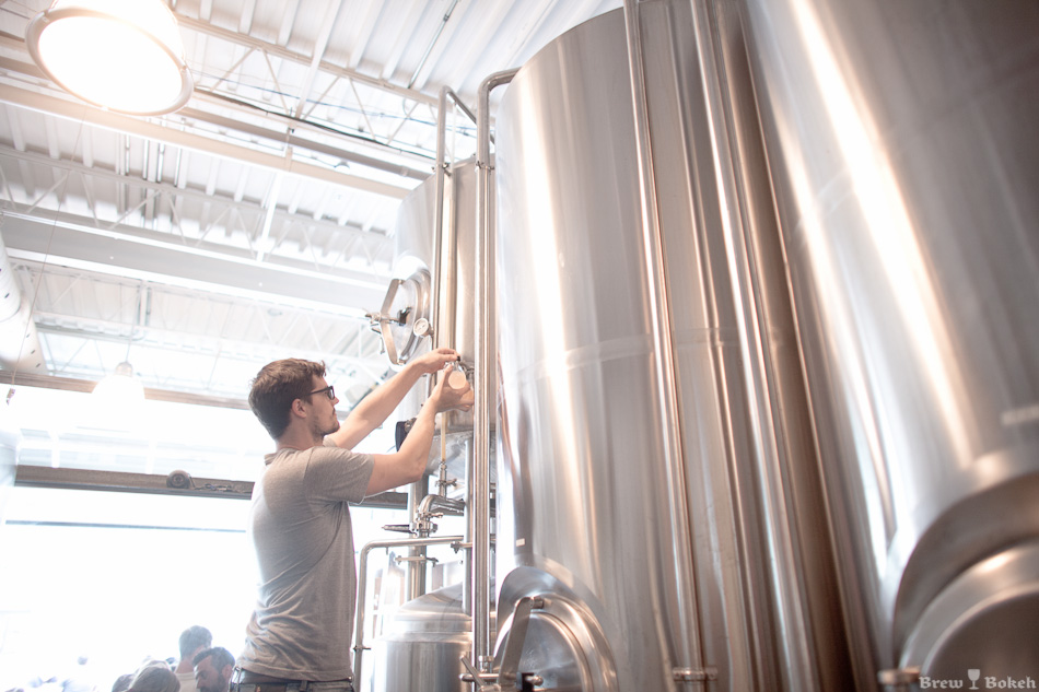 Bellwoods Co-Owner, Luke Pestl Pouring Sample From Fermenter